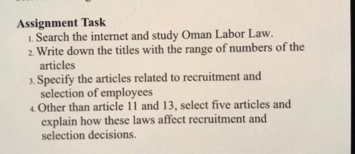 Assignment Task 1. Search the internet and study