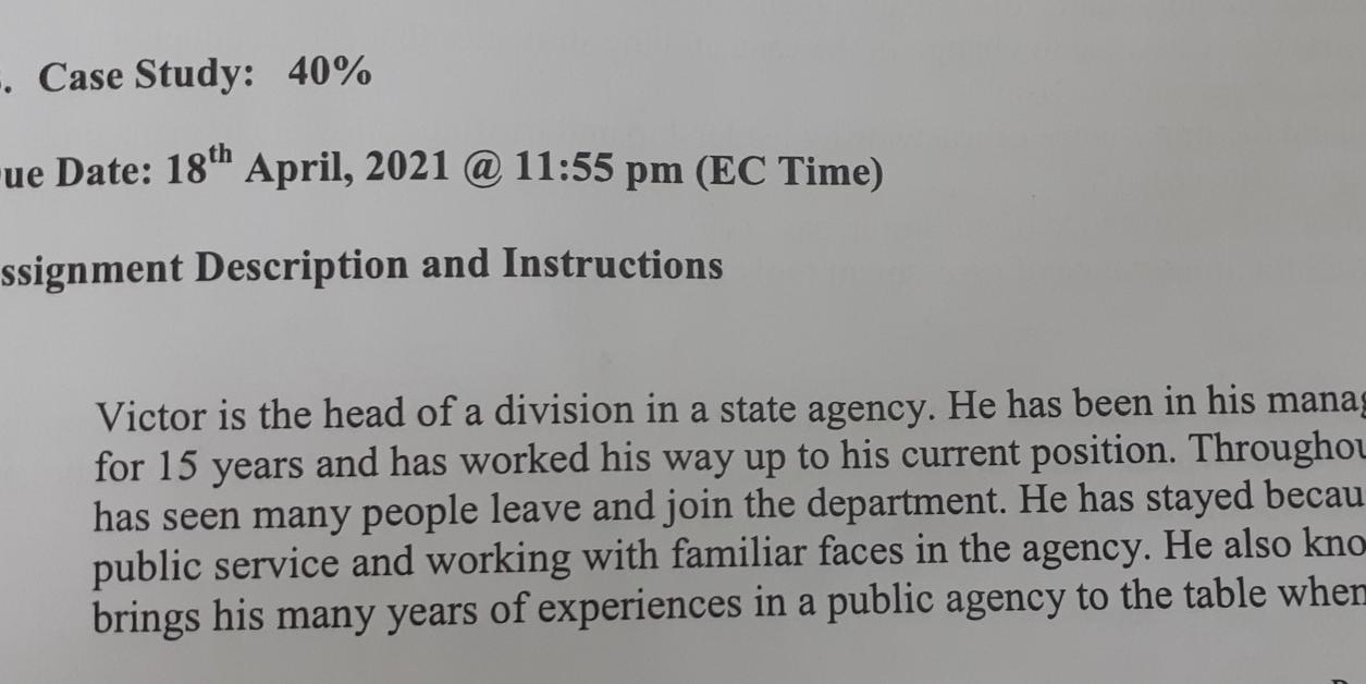 - Case Study: 40% ue Date: 18th April, 2021 @
