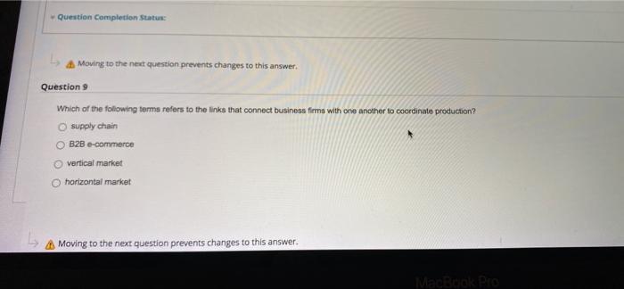 Question Completion Status Moving to the next