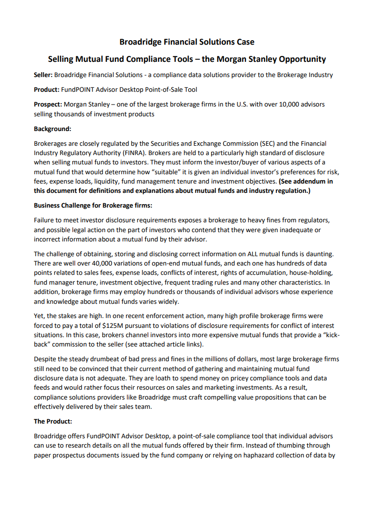 After reading the Broadridge Case post your