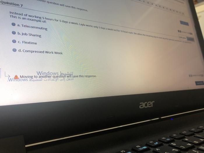 Question 7 Ver question will save the response