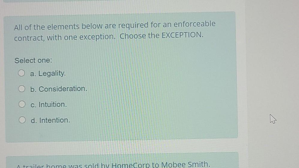 All of the elements below are required for an