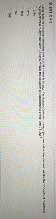 QUESTIONS Using PERT, the expected completion