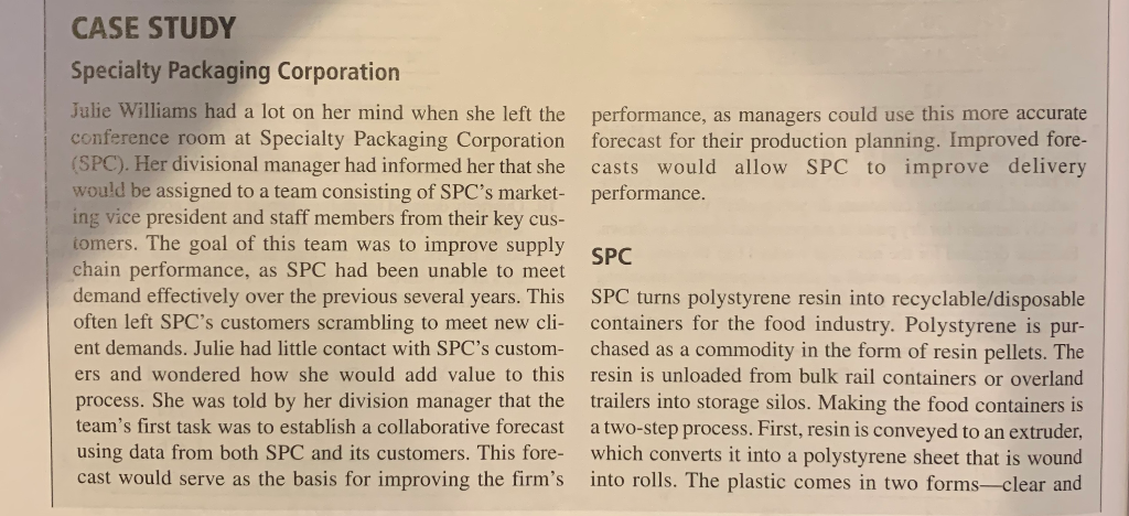 Julie must select the appropriate forecasting