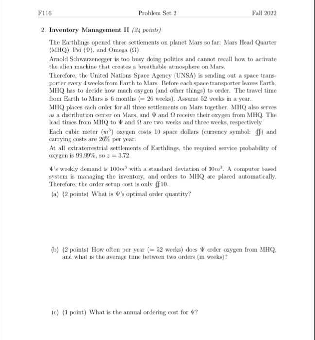 2. Inventory Management II (24 points) The