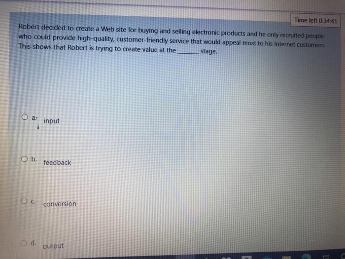 Time left 0:34:41 Robert decided to create a Web