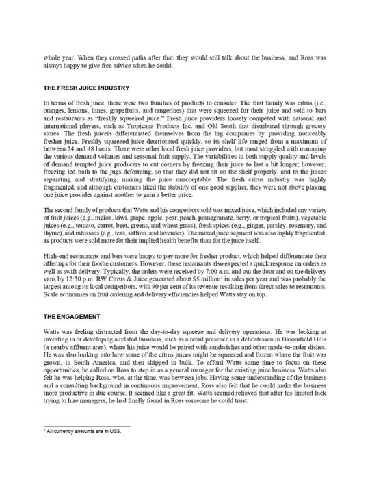 RW CITRUS & JUICE: INTERIM GENERAL MANAGER It was