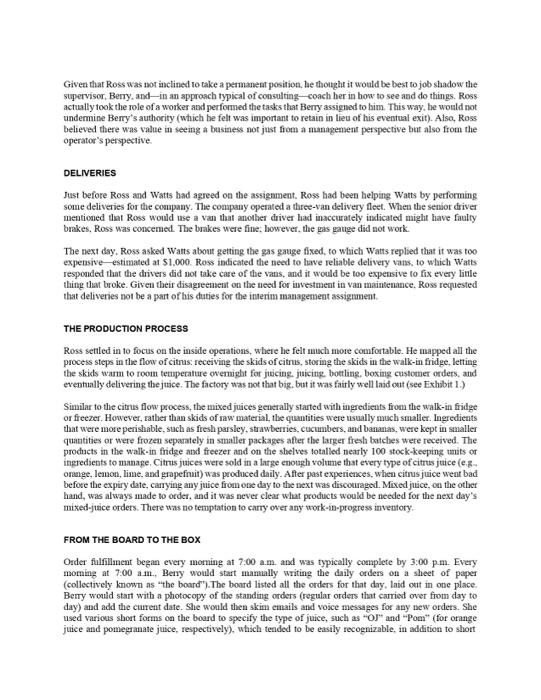 RW CITRUS & JUICE: INTERIM GENERAL MANAGER It was