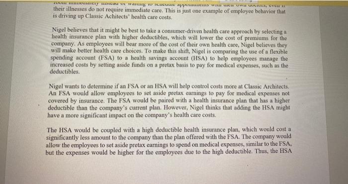 Case One: Managing Employee Benefits: Considering