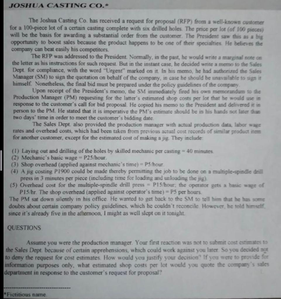 What should the production manager do?