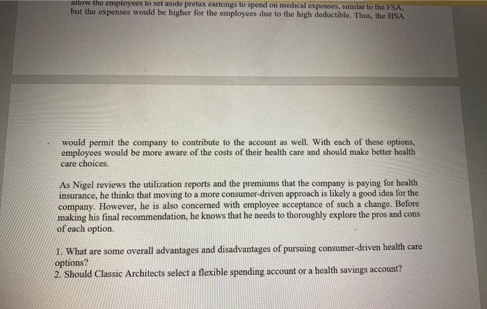 Case One: Managing Employee Benefits: Considering