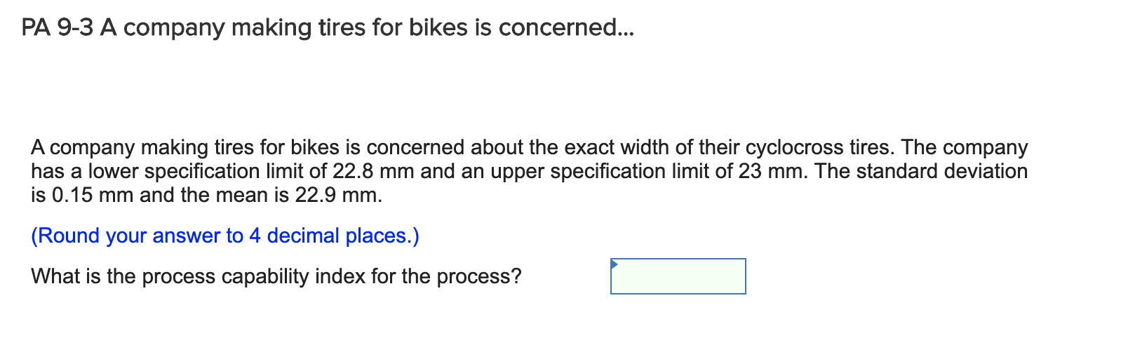 PA 9-3 A company making tires for bikes is