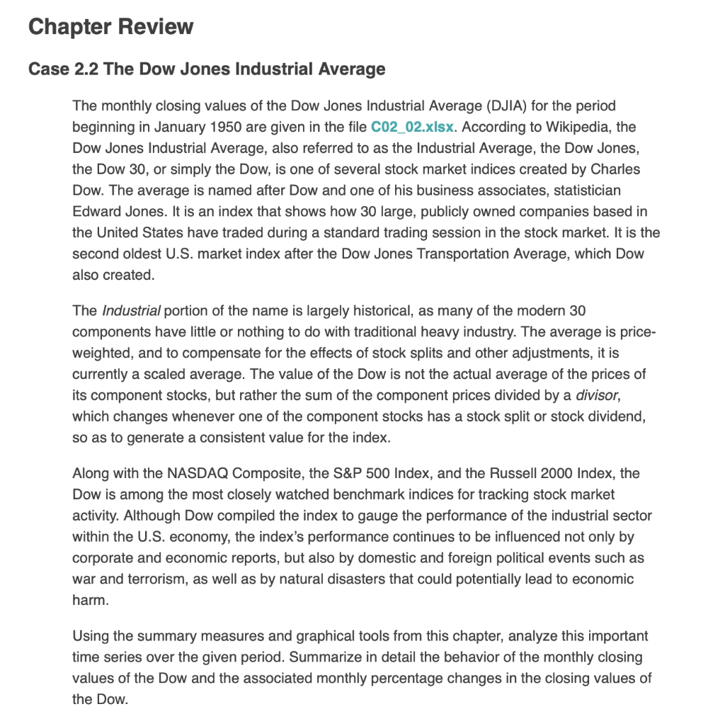 Use excel graphs if needed Chapter Review Case