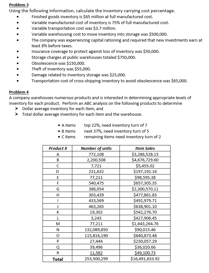 Excel if possible please Problem 3 Using the