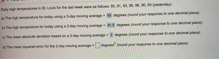a) calculate the mean absolute deviation based on