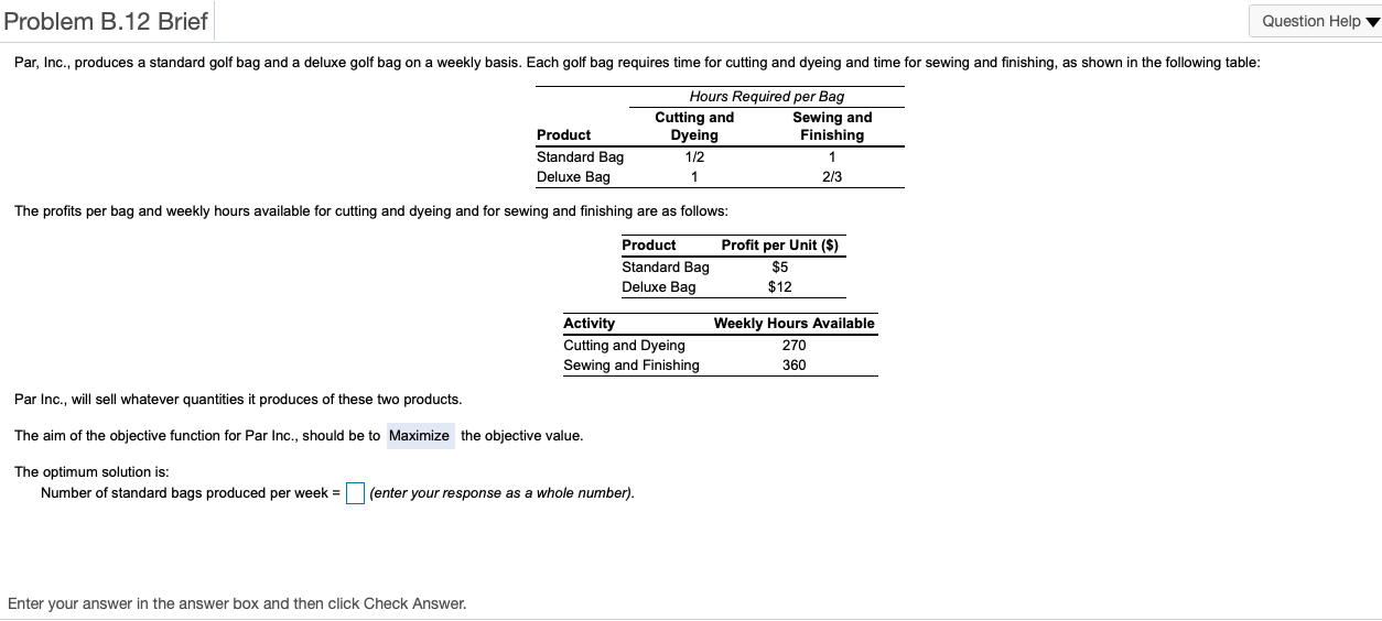 Problem B. 12 Brief Question Help Par, Inc.,