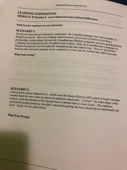 Internal Business Concepts INTL 220 LEARNING