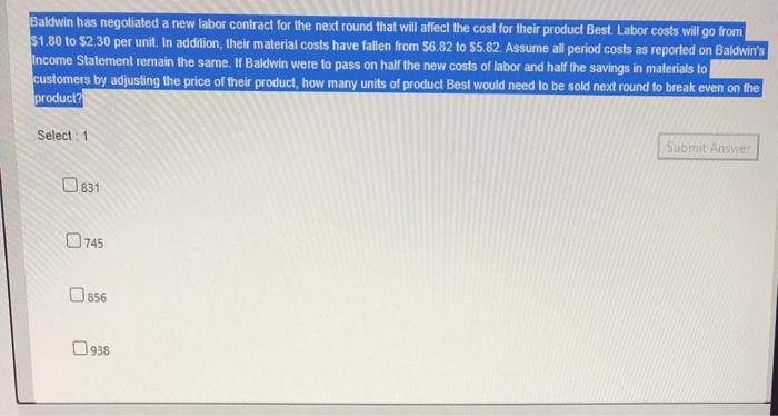 go from Baldwin has negotiated a new labor