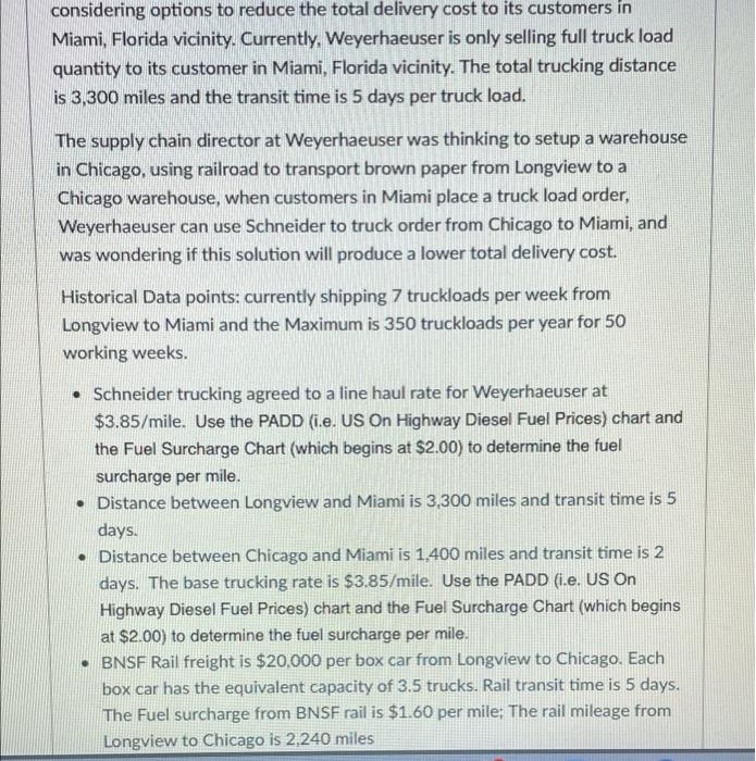 considering options to reduce the total delivery