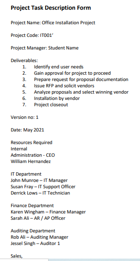 Develop a Work Breakdown Structure for the