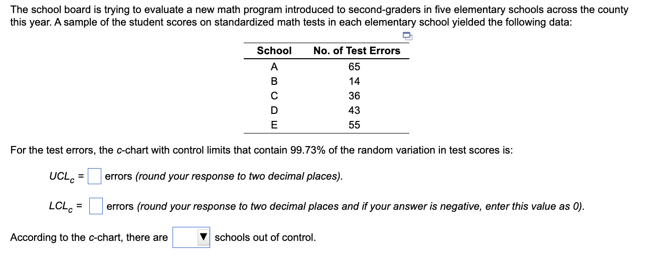 The school board is trying to evaluate a new math