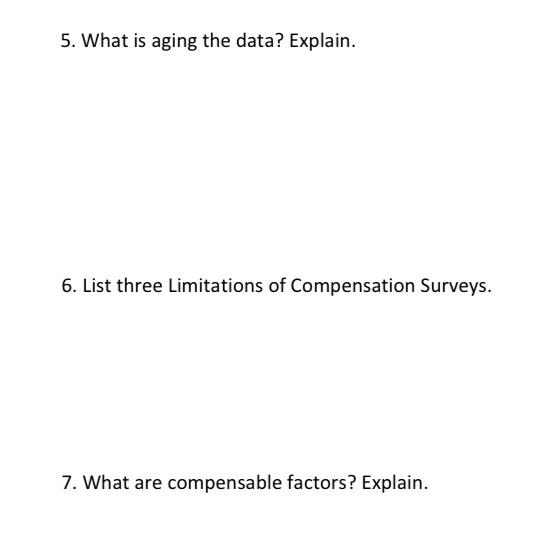 5. What is aging the data? Explain. 6. List three