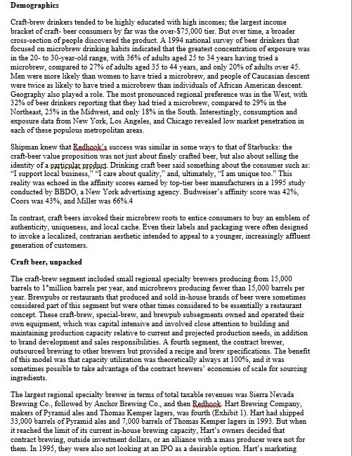 Analyse the below Redhook Ale Brewery case study
