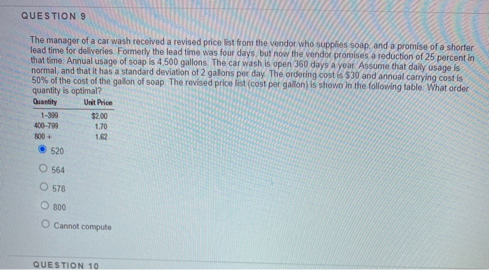 4) The table below list the demand for 64 inches