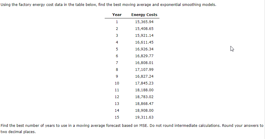 Smoothing constant options go from 0.1 to 0.9