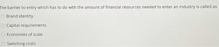 The barrier to entry which has to do with the