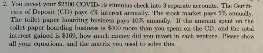 2. You invest your $2500 COVID-19 stimulus check