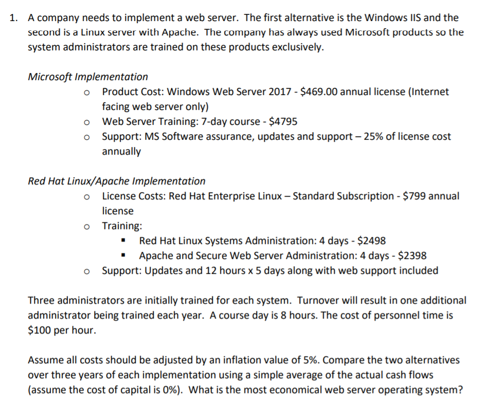 Create an excel document 1. A company needs to
