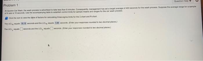 Question Help Problem 1 Al Quick Wat the wash