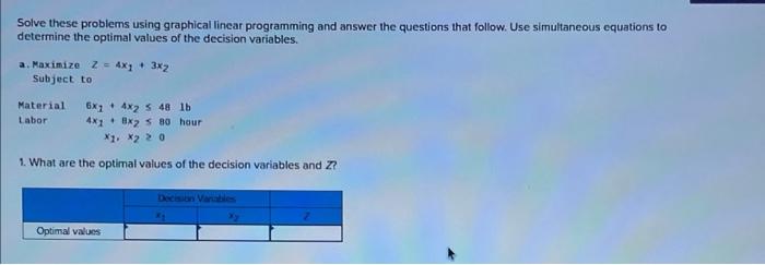 Solve these problems using graphical linear