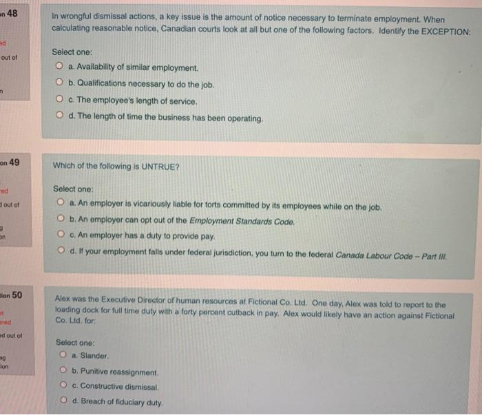 an 48 In wrongful dismissal actions, a key issue