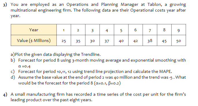 SOLVE USING MICROSOFT EXCEL You are employed as