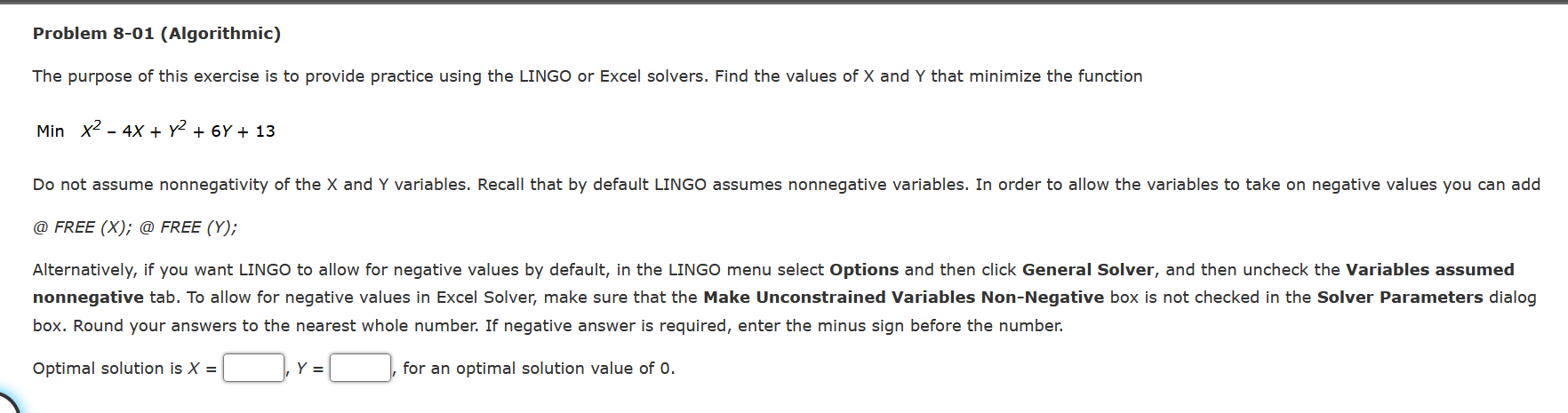 Problem 8-01 (Algorithmic) The purpose of this