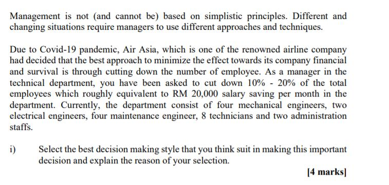 Management is not and cannot be) based on