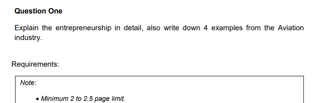 Question One Explain the entrepreneurship in