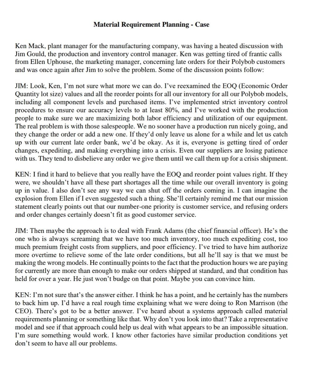 Material Requirement Planning - Case Ken Mack,