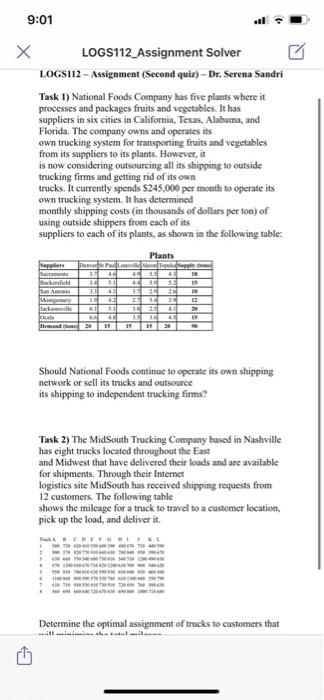 9:01 LOGS112_Assignment Solver LOGS112 -