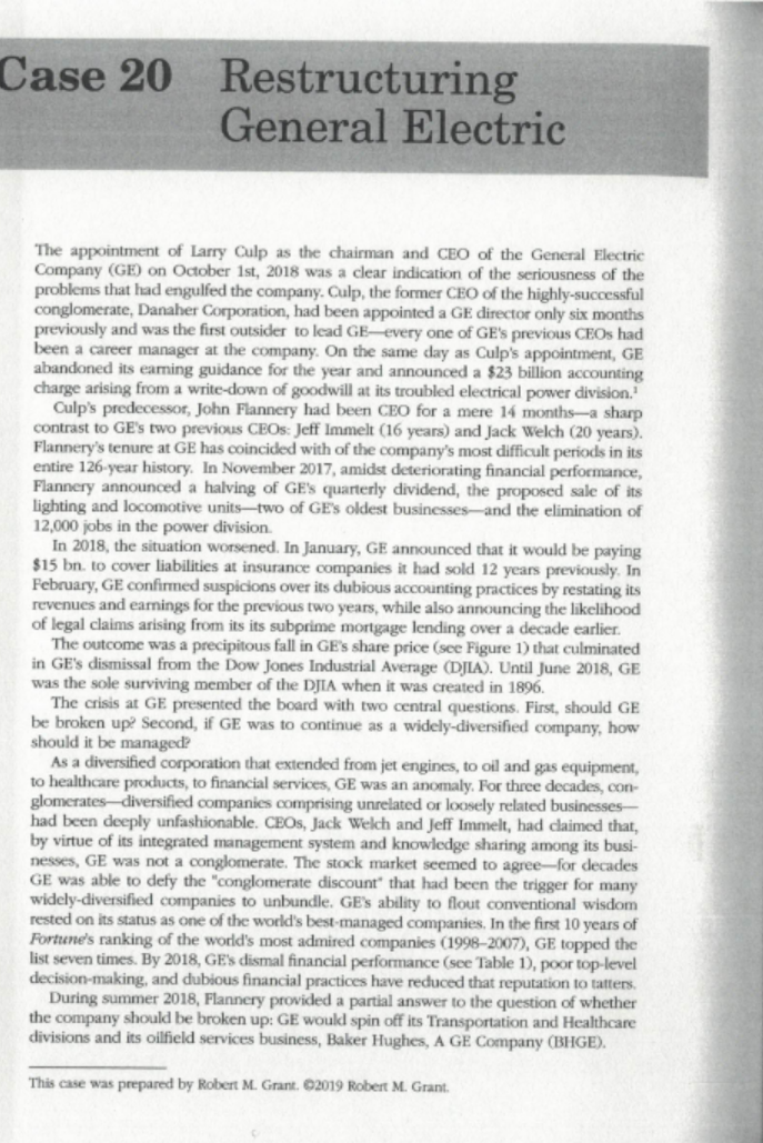 Q. Explain the factors behind GE's decline in