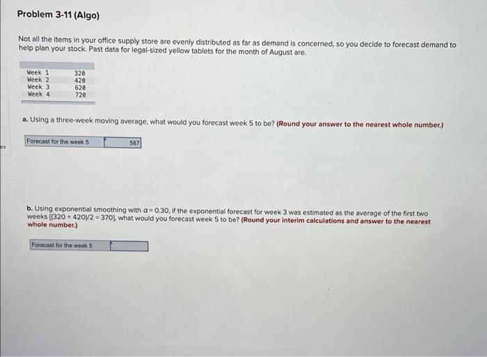 Problem 3-11 (Algo) Not all the items in your