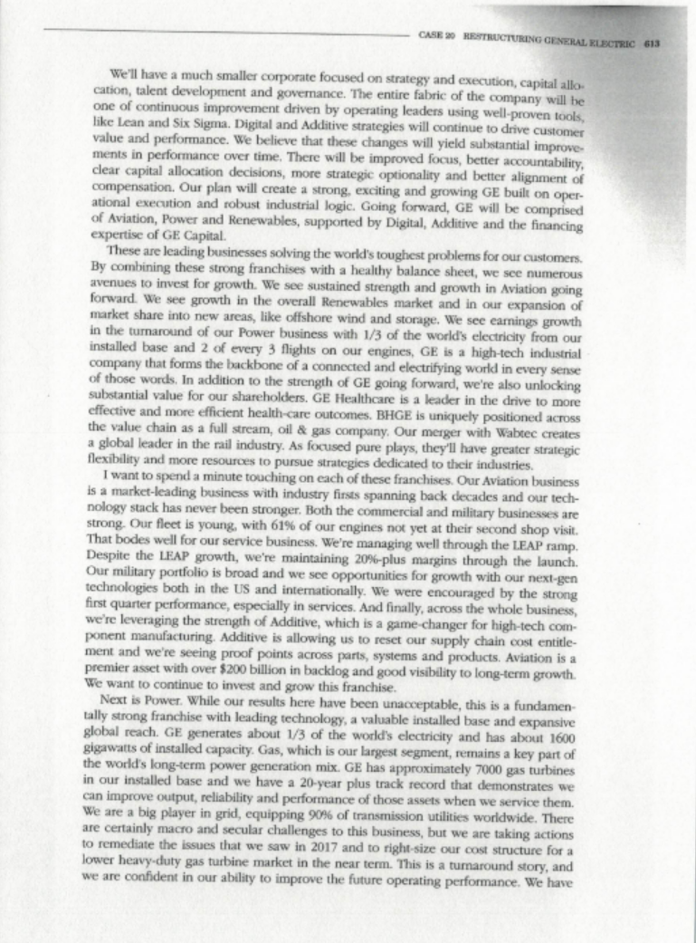 Q. Explain the factors behind GE's decline in