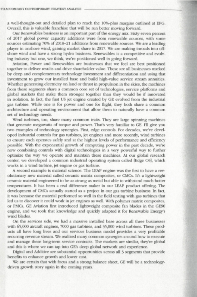 Q. Explain the factors behind GE's decline in