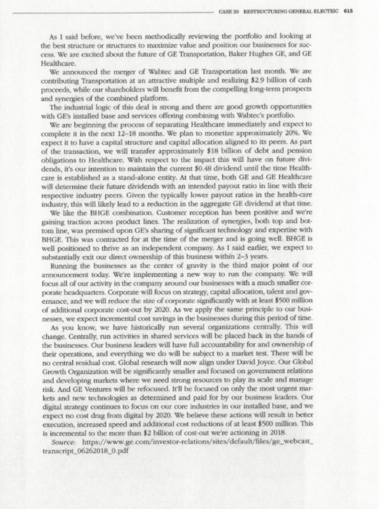 Q. Explain the factors behind GE's decline in