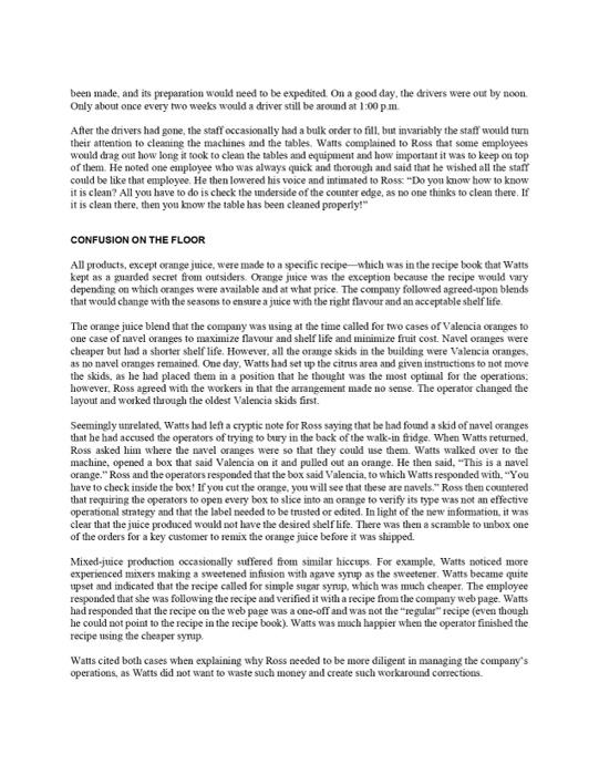 What things are going wrong at RW Citrus & Juice?