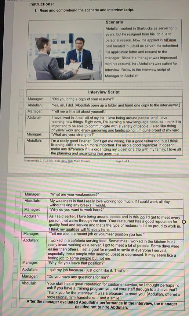 Instructions: 1. Read and comprehend the scenario