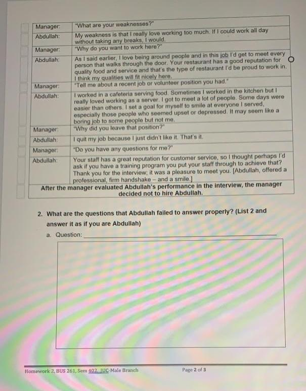 Instructions: 1. Read and comprehend the scenario