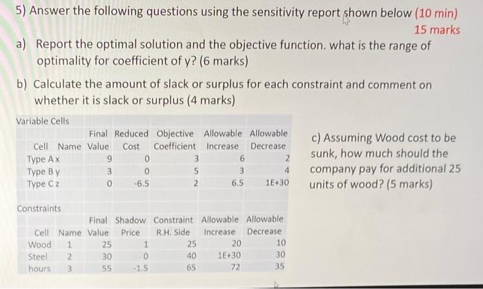 5) Answer the following questions using the